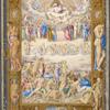 Full-page miniature of the Last Judgment, in elaborate full border including human figures