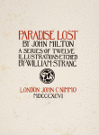 Paradise Lost by John Milton: A series of twelve illustrations [Title page]