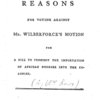 A country gentleman's reasons for voting against Mr. Wilberforce's motion for a bill to prohibit the importation of African Negroes into the colonies