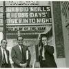 Ted Mann, José Quintero, and Leigh Connell in front of Helen Hayes Theatre