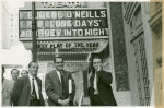 Ted Mann, José Quintero, and Leigh Connell in front of Helen Hayes Theatre