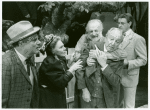 George DiCenzo, Bette Henritze, George C. Scott, Conrad Bain, and Joseph Jamrog in the stage production On Borrowed Time