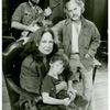 Colleen Dewhurst (seated), Christopher Garvin (seated), and Peter Michael Goetz in the stage production The Queen and the Rebels
