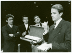 Griffin Dunne, Arnold Molina, Thom Sesma, and Keith Szarabajka in the stage production Search and Destroy