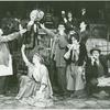 Eddie Korbich, Beth Fowler, Sylvia Rhyne (on floor), Ted Keegan, David E. Mallard (top), Mary Phillips, Tony Gilbert, and Bill Nabel in the stage production Sweeney Todd