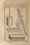 A. Calamus; B. Graphiarium ex orichalco, aliove metallo elaboratum; C. Theca calamaria area, interior; D. Theca calamaria coriacea, exterior e vertice graphiarii catenula vel funiculo appensa; E. .. forma est Voluminis Tibetani funiculis colligati more Malabarum, aliorumque Orientalium, …; F. Forma Tibeticorum Voluminum usitatior sine funiculis.