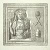 Allegorical figure of a woman holding fruit, pipe at right?