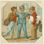 Shoe shine, messenger and paper boys enjoying a smoke