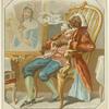African American man in white wig and waistcoat smoking cigar