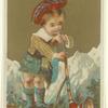 Swiss boy with large horn (?)