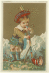 Swiss boy with large horn (?)