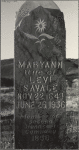 7A. The portrait of Mary Ann Savage was made in 1931. She died five years later. Many years later, in 1953, her gravestone was photographed as it stood in the village graveyard