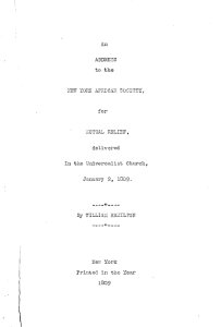 An address to the New York African Society for Mutual Relief: delivered in the Universalist Church, January, 1809