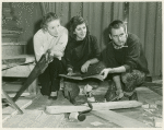 Emily Stevens (middle) and unidentified individuals possibly building a set at The Academy of Music in Philadelphia