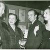 Ted Mann with Lucielle Lortel (left) and wife Patricia Brooks at either an opening night party for unidentified early production or 10th anniversary party