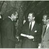 José Quintero and his father (far left) and Ted Mann (far right) at party for Quintero’s father