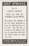 Harry Vardon. Feet at top of wooden club swing.