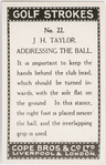 J. H. Taylor. Addressing the ball.