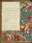 Voltaire’s October 14, 1764 letter in English to Mr. Vaillant, pasted into a fair-copy manuscript of La Pucelle, ca. 1762