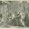 King Zedekiah burns the prophet Jeremiah's book written by the latter while in prison & protesting against the King's evil deeds