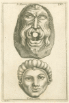 Marble and terra-cotta Roman theatre masks