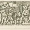 Roman sailors clearing a forest and constructing a camp (left) and Dacian soldiers filing into a fort (right)