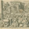 Caput Nicanoris amputatum et dextram quam extenderat superbe, suspenderunt ex aduerso Ierosolymarum, diemq[ue] illum egerunt festum