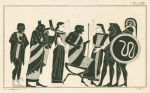 Jupiter, about to give birth to Minerva, is attended by two Eileithyias (goddesses of birth), and Apollo, Mercury, Hercules and Mars