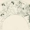 Kylix painting with four satyrs repelled by Hermes, Hera and Heracles
