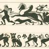 Apollo in chariot drawn by two winged horses ; Sphinx, panther, griffin and lion