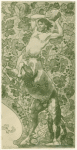 Rearing centaur poised to heave a rock