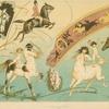 Decorative design with centaurs, cherubs, horses and horseback riders
