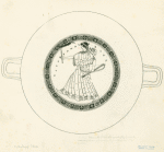 Greek kylix depicting Artemis holding a torch and bow and arrow