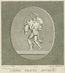 Hercules, wearing the skin of the Nemean lion, carries the Cretan bull