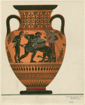 Amphora depicting Hercules slaying the Nemean lion as the goddess Athena looks on