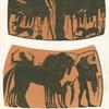 Amphora paintings depicting Athena flanked by two men, and a satyr with horses
