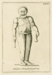 Roman pantomime actor in costume and mask.