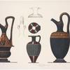 1. Apulian jug ; 5. Archaic Lekythoi, early Attic ; 2. Attic jug.