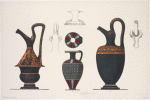 1. Apulian jug ; 5. Archaic Lekythoi, early Attic ; 2. Attic jug.