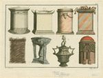 Greek altars, tripod, funerary urn and tomb