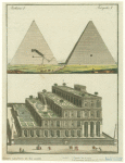 Durchschnitt und Inneres der großen Pyramide ; Die schwebenden Gärten