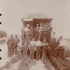 Photograph of first multiple unit test car with workers, 1897 July 16