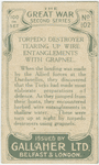 Torpedo destroyer tearing up wire entanglements with grapnel.
