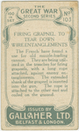 Firing grapnel to tear down wire entanglements.