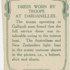 Dress worn by troops at Dardanelles.