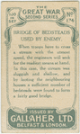 Bridge of bedsteads used by enemy.