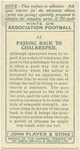 Passing back to goalkeeper.