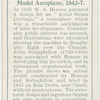 Henson and Stringfellow's model aeroplane, 1843-7.