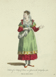 Habit of a lady of Paros, an island in the Archipelago, 1568. Fille de l'Isle de Paros.