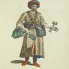 Habit of a pilgrim of Mecca called Sacquaz who carries about aromatic simple waters to sell. Pélérin de la Mecque, apellé Sacquaz, qui vend des eaux de senteur 1588.